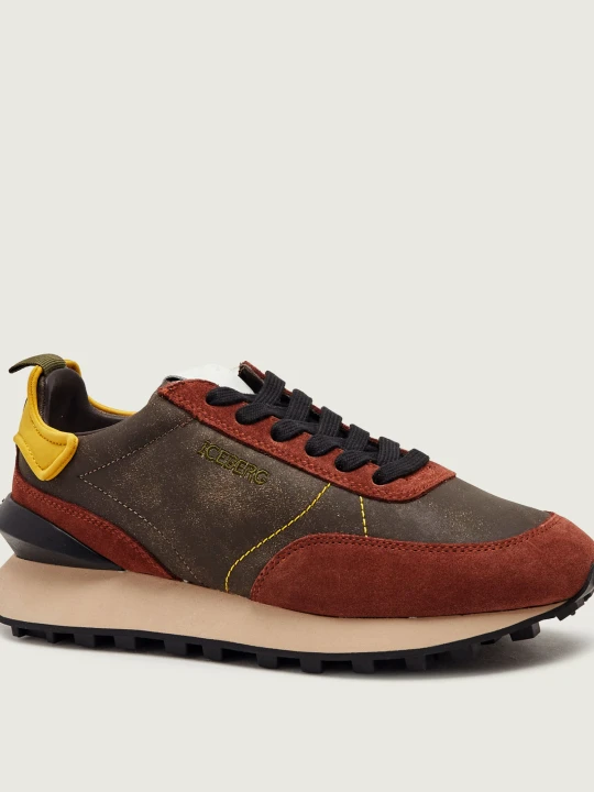 Zdjęcie produktu Iceberg Skórzane sneakersy Aviator | zamsz brązowy