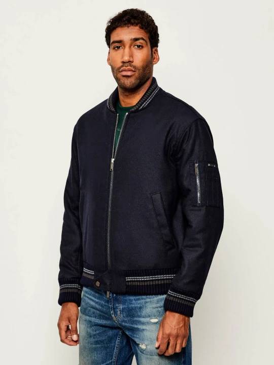 Zdjęcie produktu Iceberg Wełniana kurtka bomber | Regular Fit | z dodatkiem jedwabiu granatowy