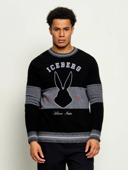 Zdjęcie produktu Iceberg Wełniany sweter | Regular Fit | z dodatkiem jedwabiu czarny