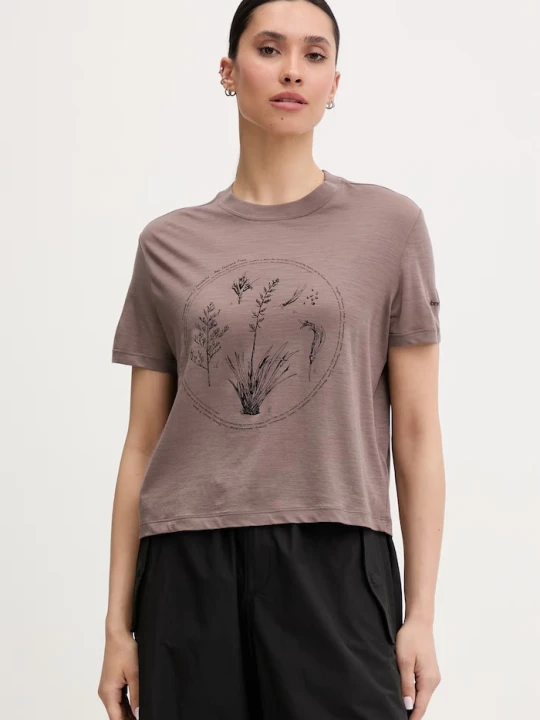 Zdjęcie produktu Icebreaker T-shirt damski wełniany Seed brązowy