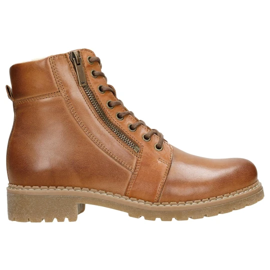 Zdjęcie produktu Brązowe skórzane workery damskie z wełniana podszewka 64076-53 Wojas
