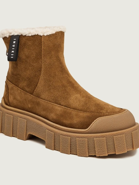 Zdjęcie produktu INUIKII Botki na platformie Cortina Wool | shearling | z dodatkiem wełny | zamsz brązowy