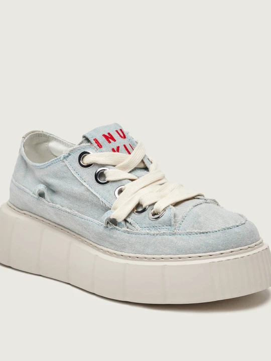 Zdjęcie produktu INUIKII Jeansowe trampki MATILDA | z dodatkiem skóry błękitny