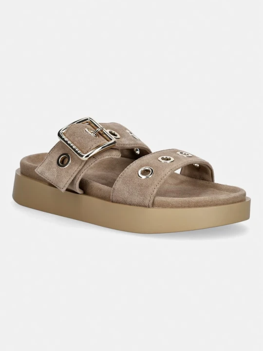 Zdjęcie produktu Inuikii klapki damskie zamszowe Tilda Buckle beżowy