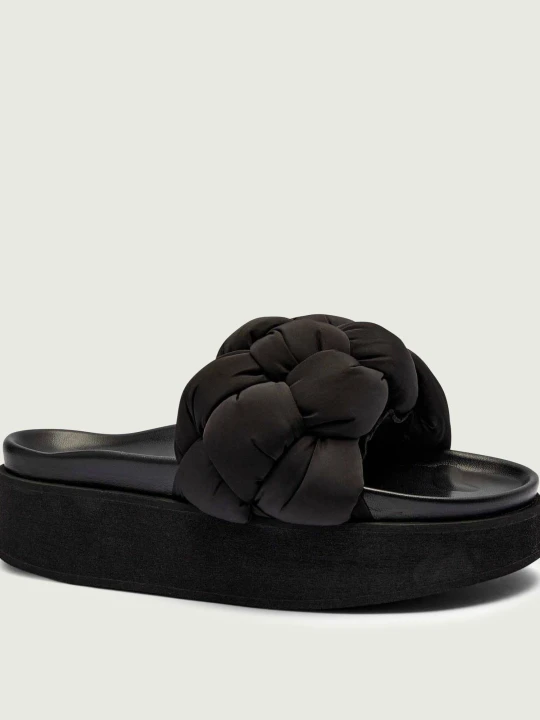 Zdjęcie produktu INUIKII Klapki PUFFER BRAIDED | z dodatkiem skóry czarny