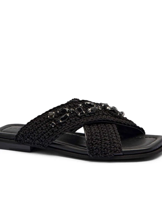 Zdjęcie produktu INUIKII Klapki WOVEN CROSSED STONES | z dodatkiem skóry czarny