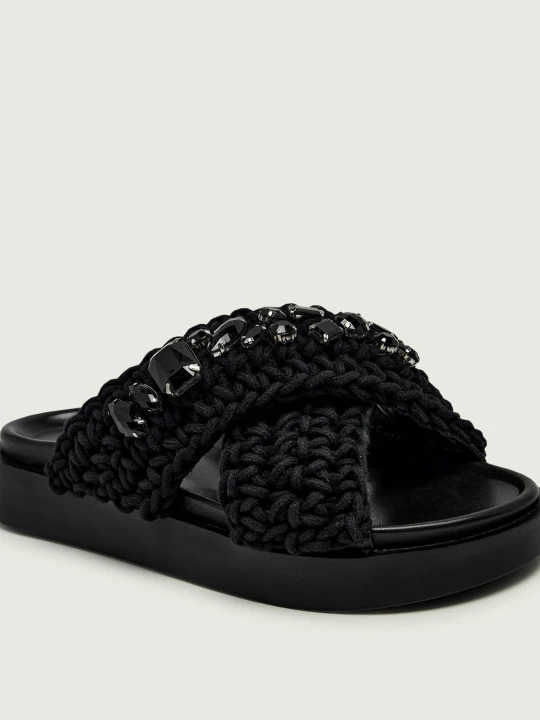 Zdjęcie produktu INUIKII Klapki WOVEN STONES | z dodatkiem skóry czarny