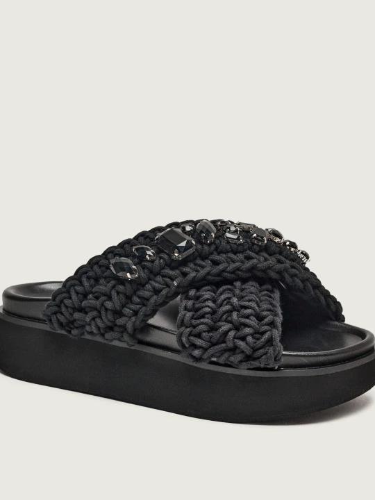 Zdjęcie produktu INUIKII Klapki WOVEN STONES | z dodatkiem skóry czarny