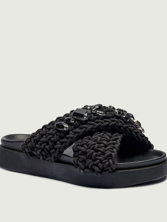 Zdjęcie produktu INUIKII Klapki WOVEN STONES | z dodatkiem skóry czarny