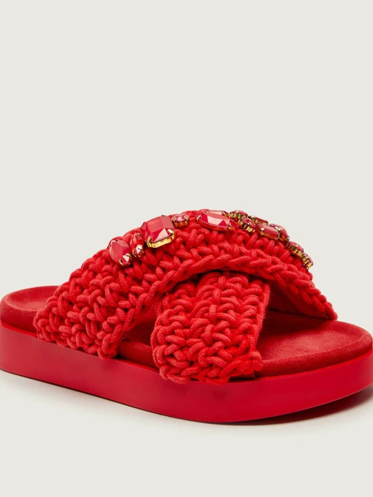 Zdjęcie produktu INUIKII Klapki WOVEN STONES | zamsz czerwony