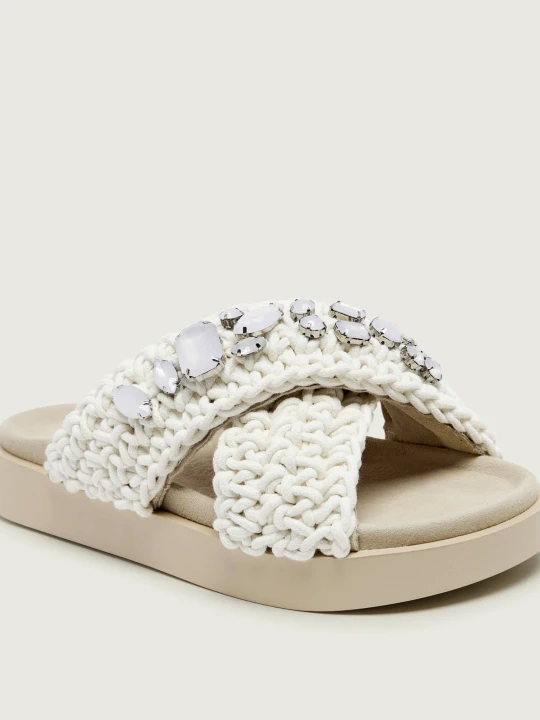 Zdjęcie produktu INUIKII Klapki WOVEN STONES | zamsz biały
