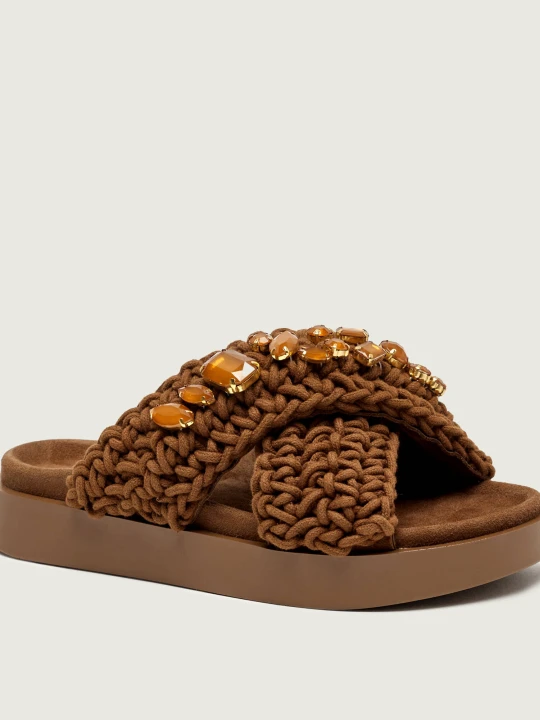 Zdjęcie produktu INUIKII Klapki WOVEN STONES | zamsz brązowy