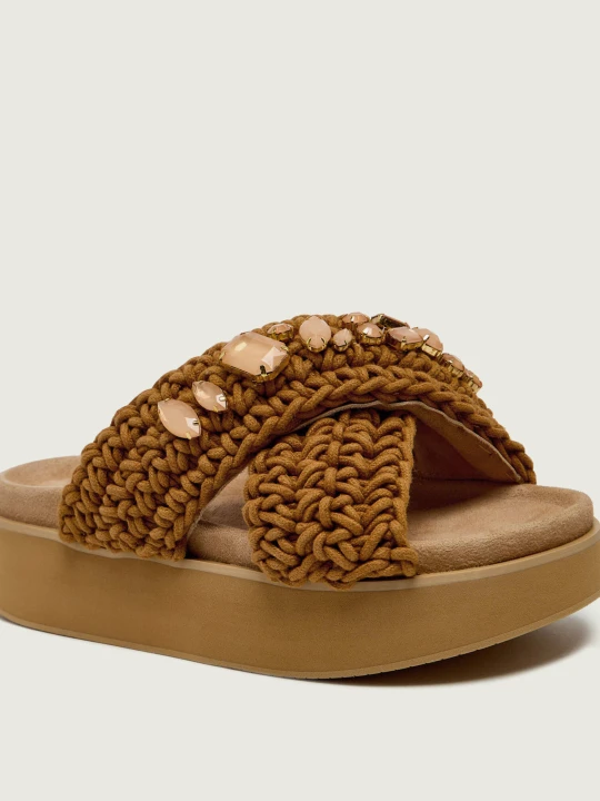Zdjęcie produktu INUIKII Klapki WOVEN STONES | zamsz brązowy