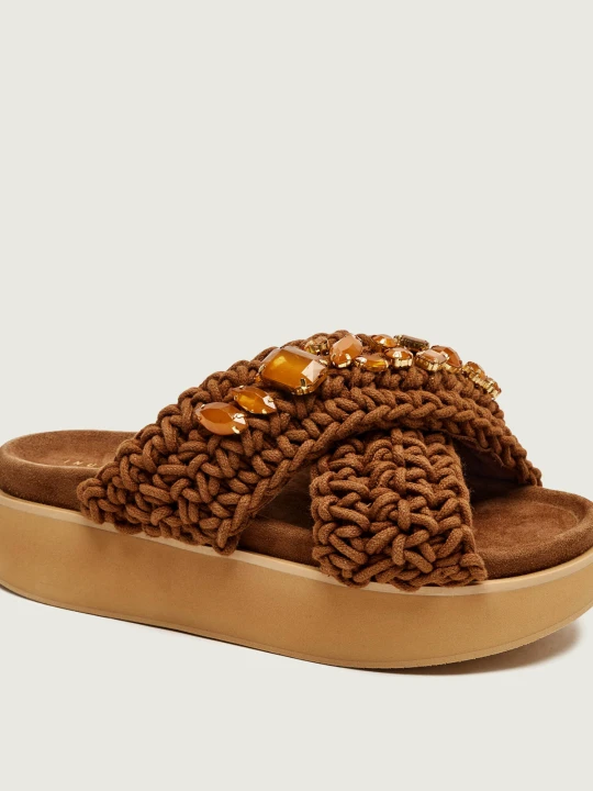 Zdjęcie produktu INUIKII Klapki WOVEN STONES | zamsz brązowy