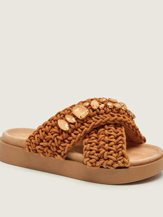 Zdjęcie produktu INUIKII Klapki WOVEN STONES | zamsz koniakowy