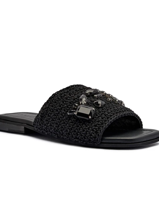 Zdjęcie produktu INUIKII Klapki WOVEN STRAP STONES | z dodatkiem skóry czarny
