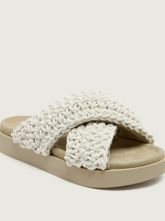Zdjęcie produktu INUIKII Klapki WOVEN | zamsz biały