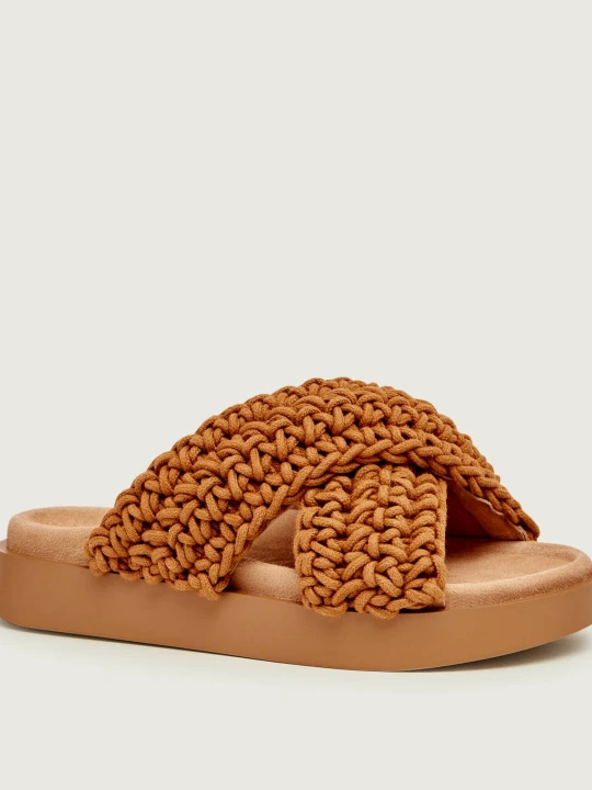 Zdjęcie produktu INUIKII Klapki WOVEN | zamsz koniakowy