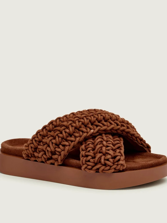 Zdjęcie produktu INUIKII Klapki WOVEN | zamsz brązowy