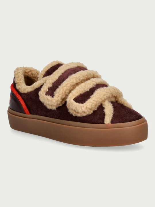 Zdjęcie produktu Inuikii Lila Shearling Low Velcro sneakersy damskie zamszowe bordowy