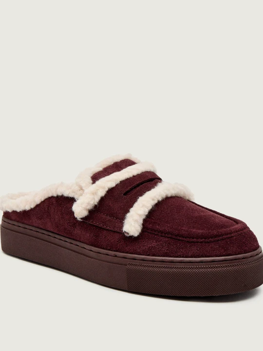 Zdjęcie produktu INUIKII Mule | shearling | zamsz bordowy