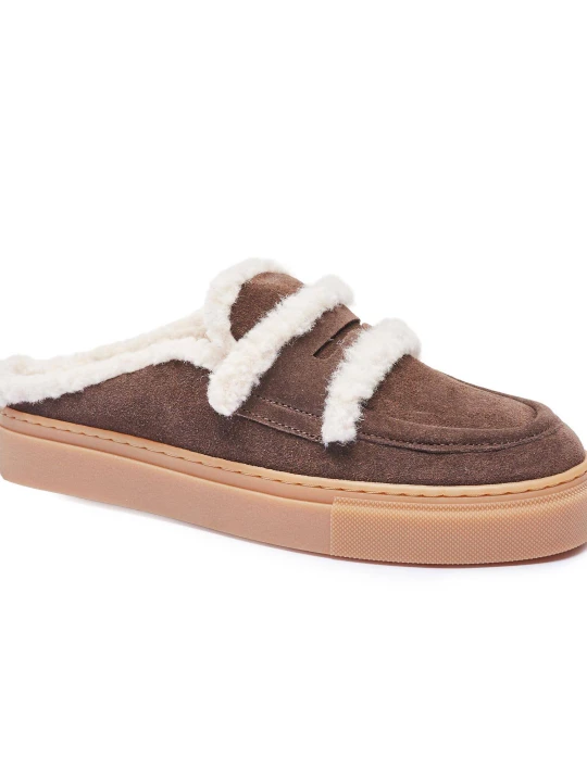 Zdjęcie produktu INUIKII Mule | shearling | zamsz brązowy