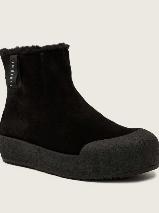 Zdjęcie produktu INUIKII Ocieplane botki na platformie CORTINA | shearling | zamsz czarny