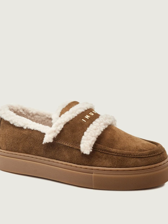 Zdjęcie produktu INUIKII Ocieplane loafersy | shealing | zamsz | z dodatkiem wełny brązowy
