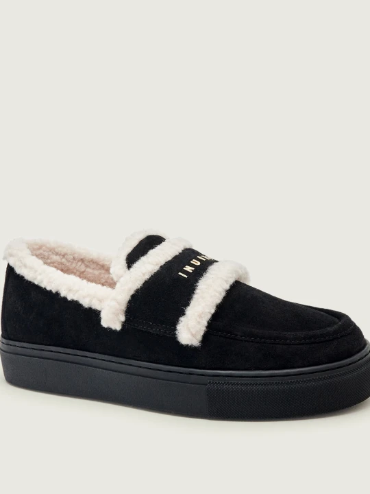 Zdjęcie produktu INUIKII Ocieplane loafersy | shearling | zamsz | z dodatkiem wełny czarny