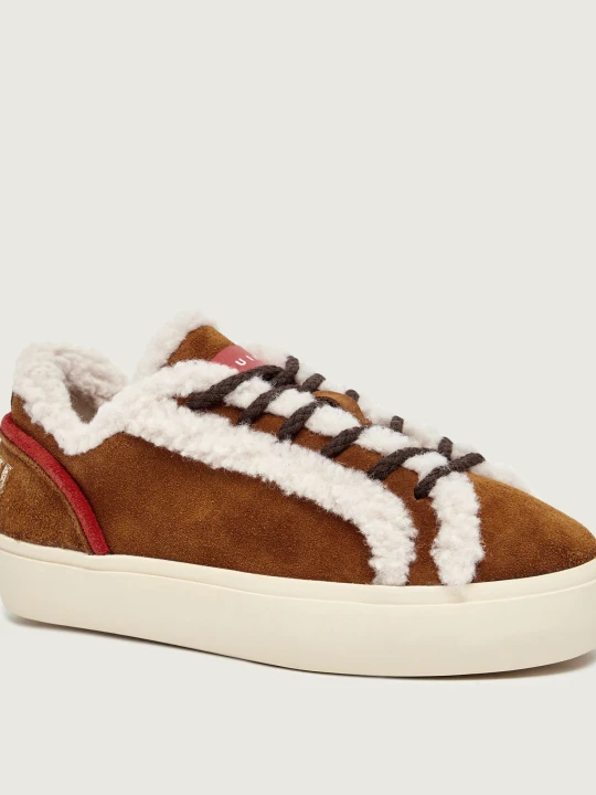 Zdjęcie produktu INUIKII Ocieplane sneakersy Lila Lace-Up | zamsz | shearling | z dodatkiem wełny brązowy
