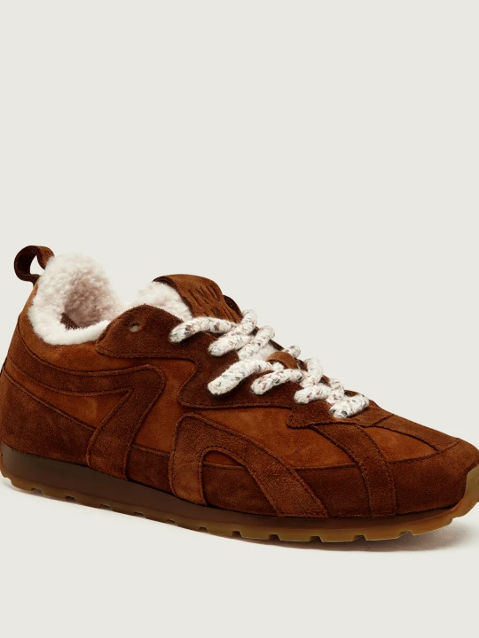 Zdjęcie produktu INUIKII Ocieplane sneakersy Maribella | shearling | zamsz brązowy