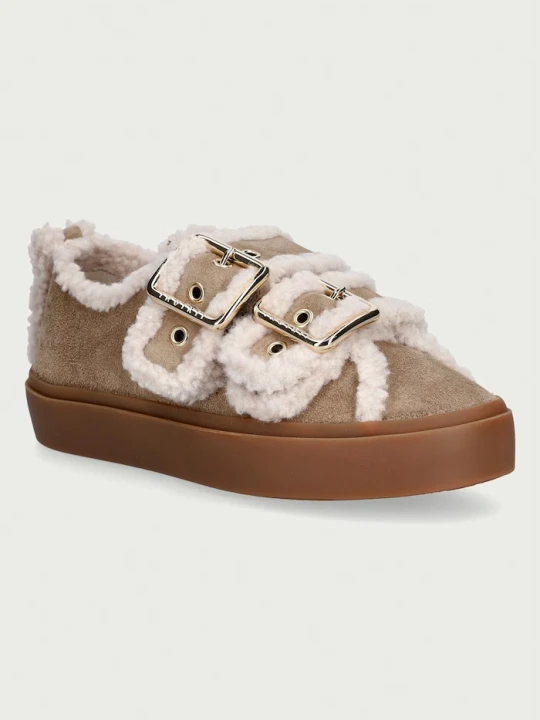 Zdjęcie produktu Inuikii Shearling Low Velcro Buckle sneakersy damskie zamszowe beżowy
