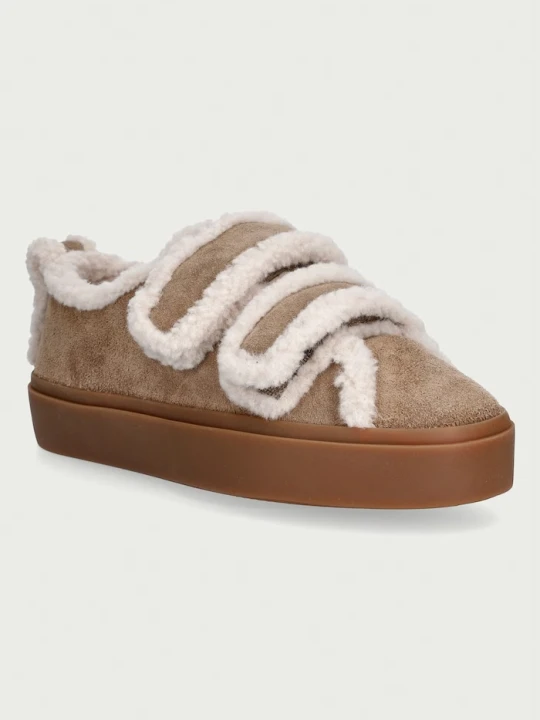 Zdjęcie produktu Inuikii Shearling Low Velcro sneakersy damskie zamszowe beżowy