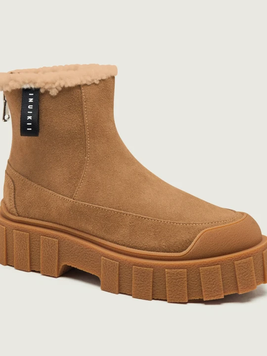 Zdjęcie produktu INUIKII Skórzane botki na platformie Cortina Wool | shearling | z dodatkiem wełny brązowy