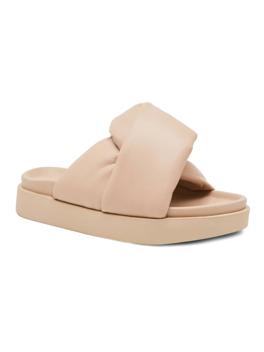 Zdjęcie produktu INUIKII Skórzane klapki Soft Crossed beżowy