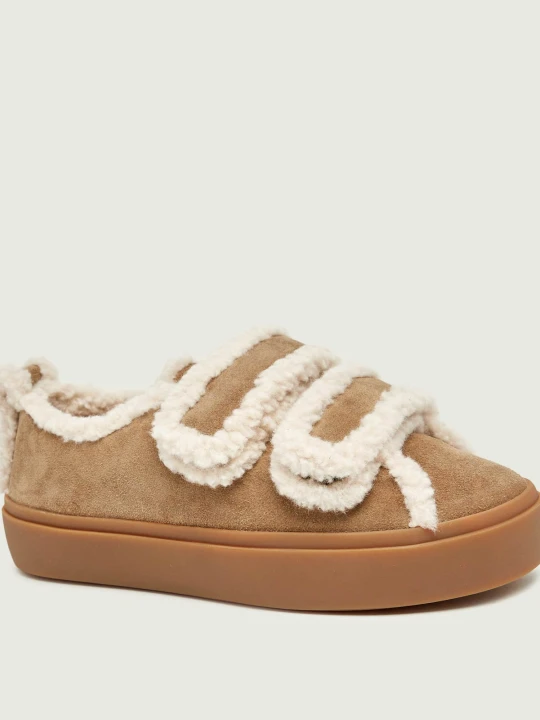 Zdjęcie produktu INUIKII Skórzane sneakersy Velcro | shearling beżowy
