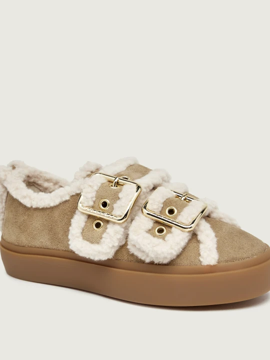 Zdjęcie produktu INUIKII Sneakersy Low | shearling | zamsz beżowy