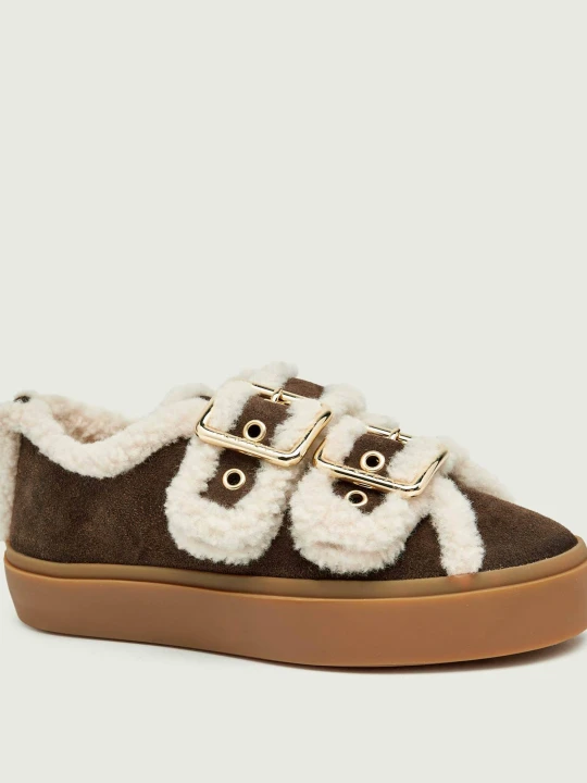 Zdjęcie produktu INUIKII Sneakersy Low | shearling | zamsz brązowy