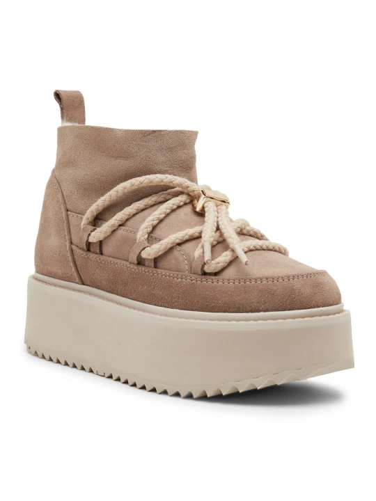 Zdjęcie produktu INUIKII Śniegowce Classic Low Platform | zamsz | wełna beżowy