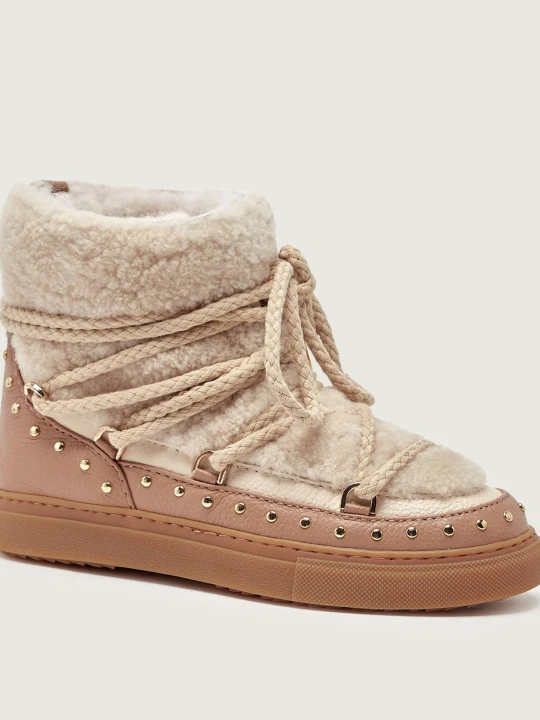 Zdjęcie produktu INUIKII Śniegowce CURLY ROCK | shearling | skóra beżowy