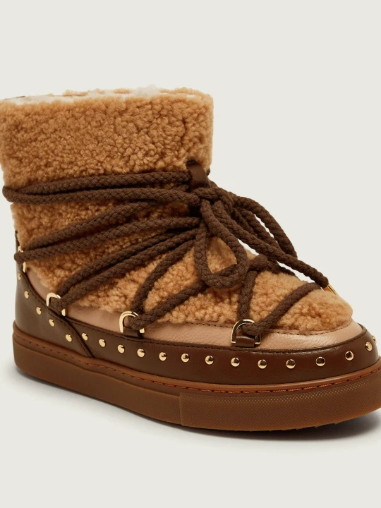 Zdjęcie produktu INUIKII Śniegowce Curly Rock | shearling | skóra | wełna beżowy