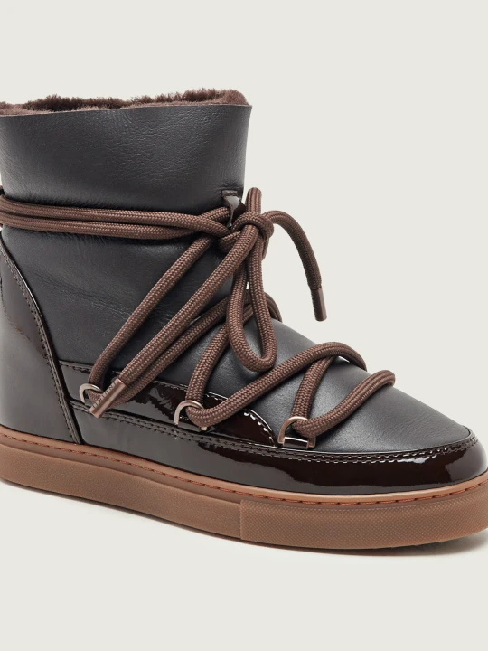 Zdjęcie produktu INUIKII Śniegowce Gloss Wedge | skóra brązowy