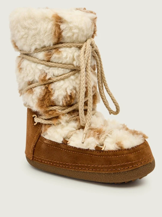 Zdjęcie produktu INUIKII Śniegowce TEDDY HIGH | shearling | zamsz brązowy