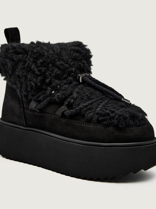 Zdjęcie produktu INUIKII Śniegowce TEDDY PLATFORM | shearling | zamsz czarny