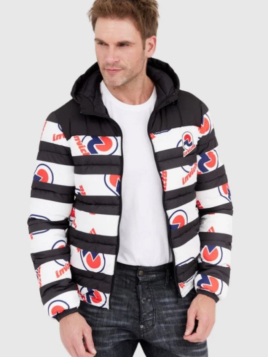 Zdjęcie produktu INVICTA Puchowa kurtka męska w pasy i logo, Rozmiar XXL