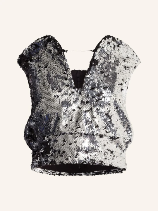 Zdjęcie produktu Isabel Marant Top Mandy Z Wycięciem I Cekinami grau SREBRNY