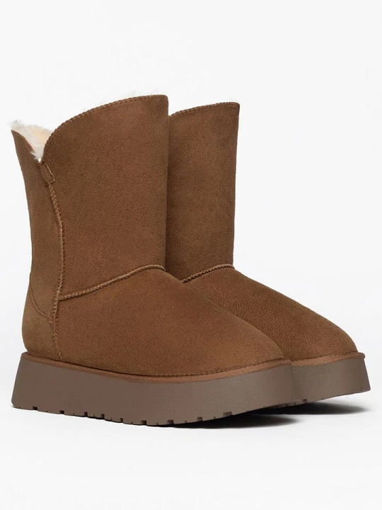 Zdjęcie produktu ISLAND BOOT Botki zimowe "Adeline" w kolorze jasnobrązowym rozmiar: 38