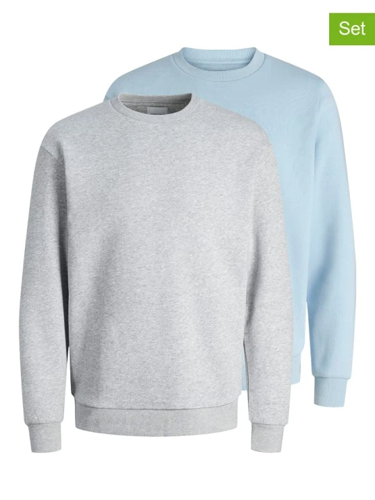 Zdjęcie produktu Jack & Jones Bluzy (2 szt.) "Bradley" w kolorze błękitno-szarym rozmiar: L