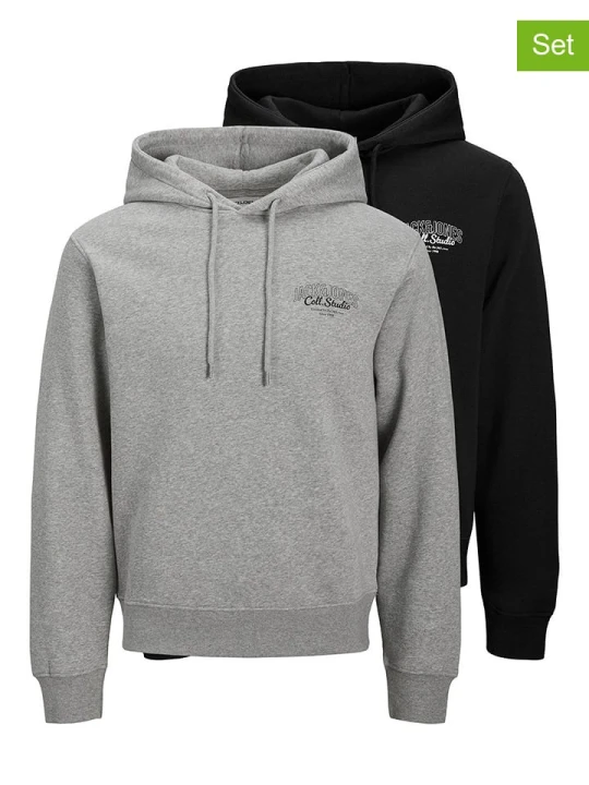 Zdjęcie produktu Jack & Jones Bluzy (2 szt.) w kolorze czarno-szarym rozmiar: L