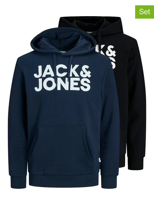 Zdjęcie produktu Jack & Jones Bluzy (2 szt.) w kolorze czarnym i granatowym rozmiar: L